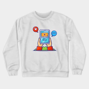 Online Video Cartoon Vector Icon Illustration Crewneck Sweatshirt